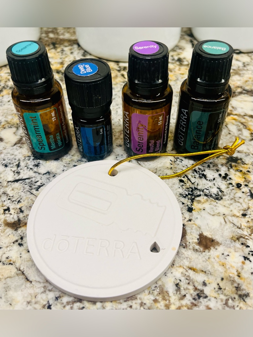 Doterra Essential Oils - Serenity, Balance, Spearmint, & Deep Blue + Diffuser